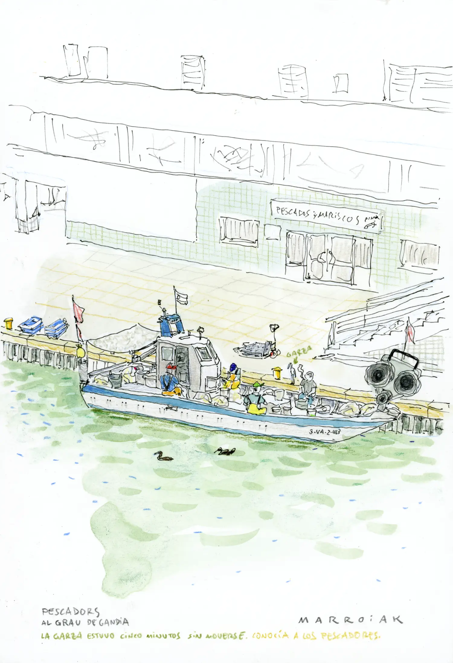 watercolor grau de gandia original illustration at auction