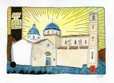 altea church original watercolor original art auction