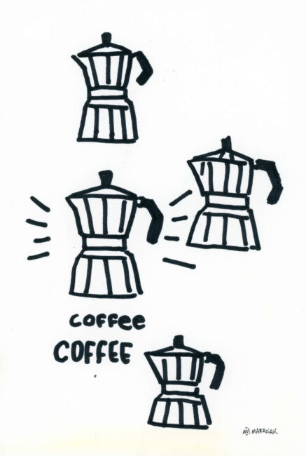 cafeteras dibujos originales a tinta en subasta