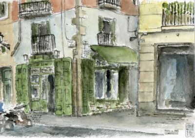 dibujo original el born barcelona en subasta. acuarela sobre papel