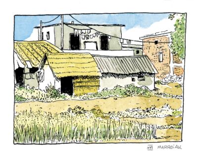 dibujos de nepal alrededores poblado lumbini. Urban sketchers bocetos