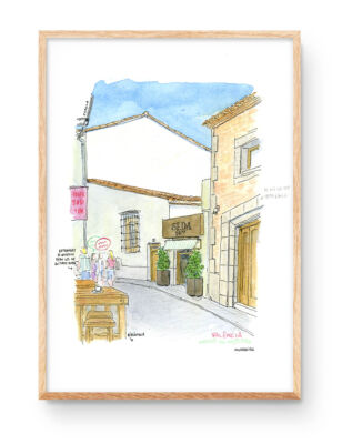 Dibujo carrer del Hospital en Valencia. Boceto Urban Sketchers
