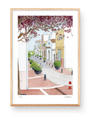 lamina ilustracion guardamar de la safor dibujo acuarela.