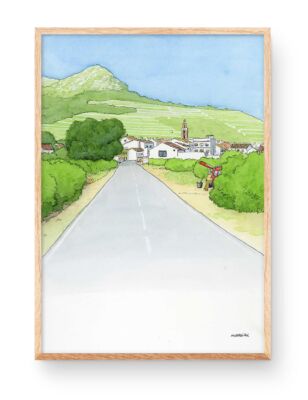 Dibujo del pueblo Llocnou de Sant Jeroni en la Safor, provincia devalencia