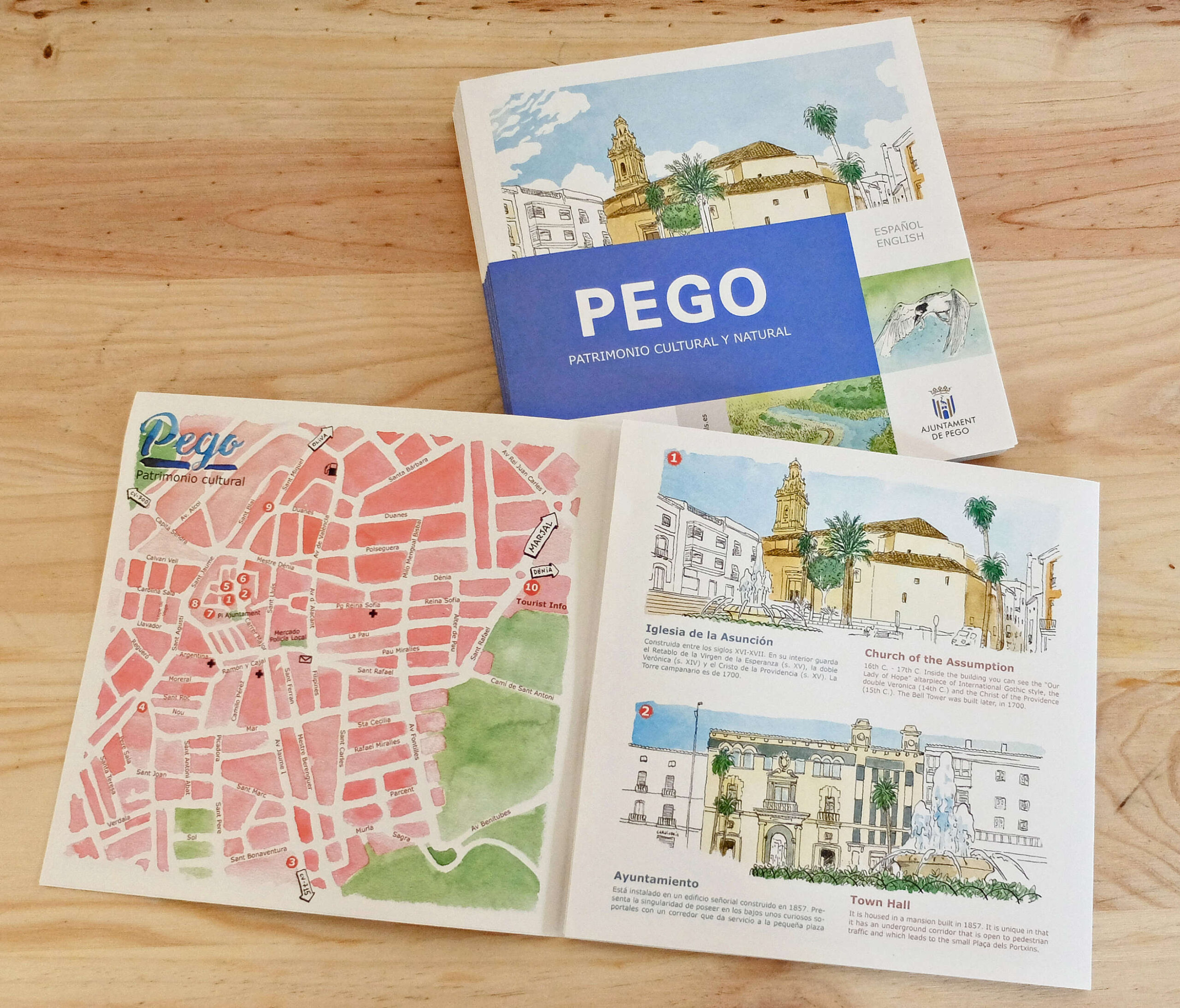 Mapa marjal pego oliva ilustrado