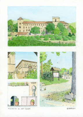 Monestir de sant jeroni alfauir acuarela original marroiak subasta