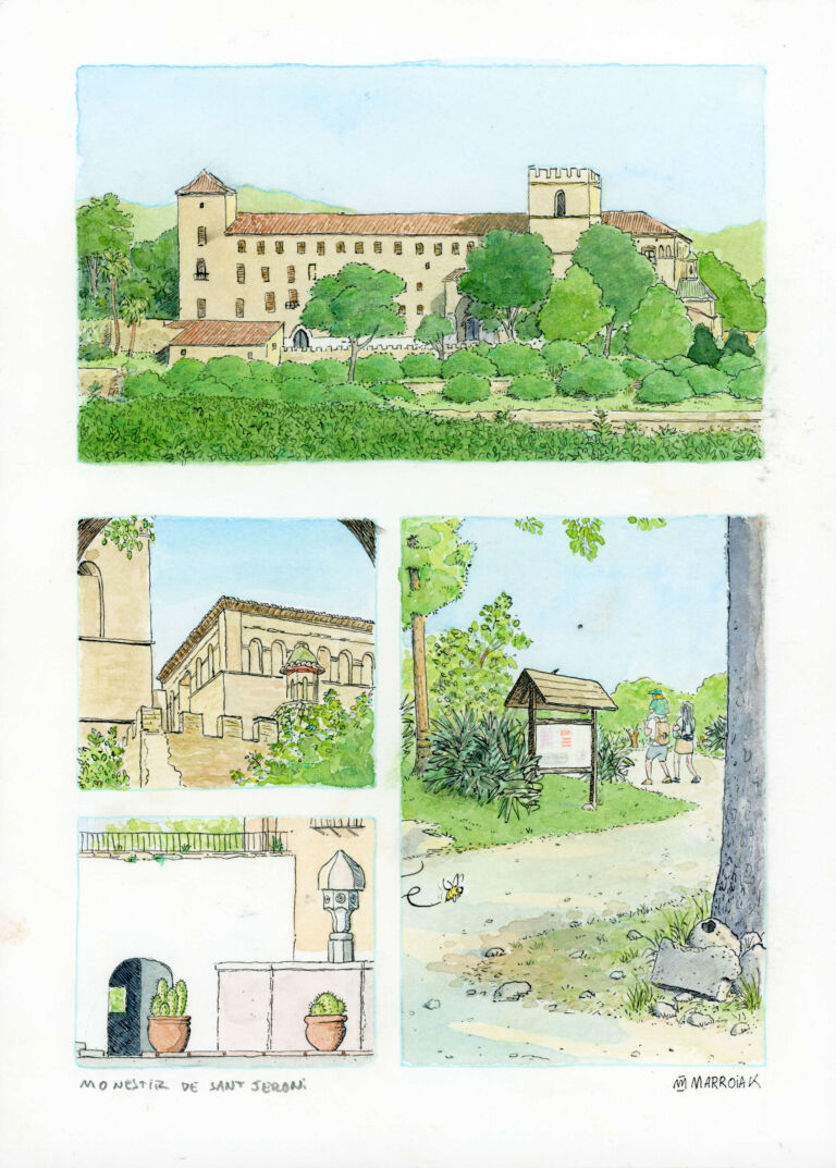 Monestir de sant jeroni alfauir acuarela original marroiak subasta