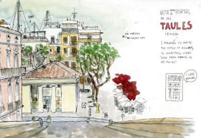 portal de ses taules Ibiza original watercolor original watercolor auction