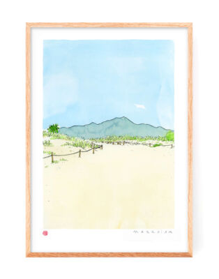 Print playa ahuir gandia ilustracion acuarela safor ilustrada