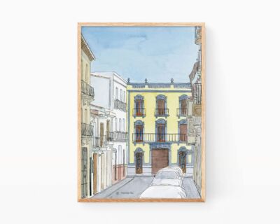 Dibujo acuarela Rafelcofer. Pueblos de Valencia