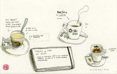 tazas de cafe en ibiza dibujo original en subasta